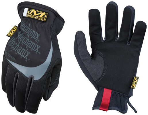 Mechanix Wear® Large Black And Gray FastFit® Full Finger Synthetic Leather Mechanics Gloves With Elastic Cuff, Spandex® Padded Back, Stretch Panels