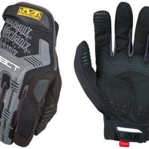 Mechanix Wear® Small Black And Gray M-Pact® Full Finger Synthetic Leather Anti-Vibration Gloves With Hook And Loop Cuff, PORON® XRD® Palm Padded And Rubberized Grip On Thumb, Index Finger And Palm