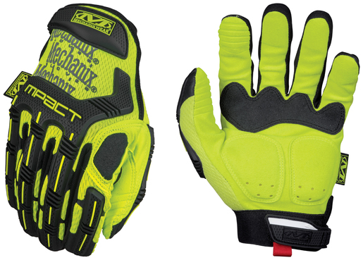 Mechanix Wear® 2X Hi-Viz Yellow Safety M-Pact® Full Finger Synthetic Leather Mechanics Gloves With Hook And Loop Cuff, Reinforced Fingertips, TPR Knuckle And Finger Protection And PORON® XRD® Palm Padded