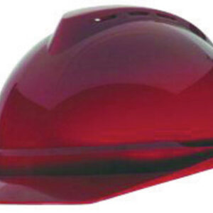 MSA Red V-Gard® 500 Polyethylene Slotted Cap Style Hard Hat With Fas Trac® 4 Point Ratchet Suspension
