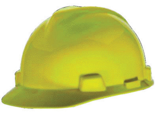 MSA Yellow V-Gard® Polyethylene Standard Slotted Cap Style Hard Hat With 1 Touch® Suspension