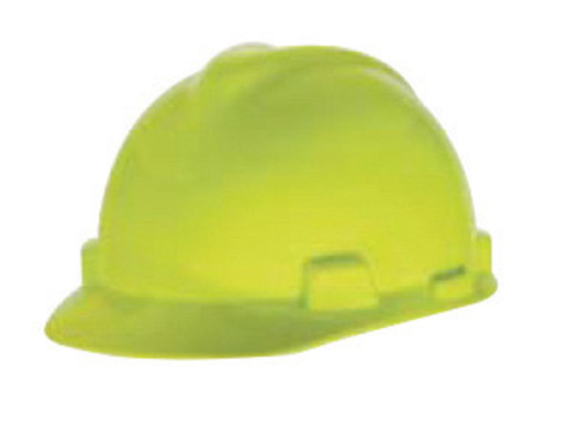 MSA Hi-Viz Yellow V-Gard® Polyethylene Slotted Cap Style Hard Hat With 1 Touch® Suspension