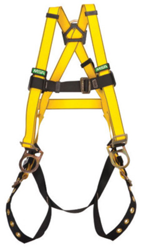 MSA X-Large Workman® Full Body Style Harness With Qwik-Fit™ Chest And Leg Strap Buckle, Back And Hip D-Ring