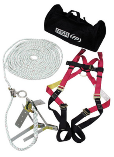 MSA Standard Roofer's Kit (Includes Standard Workman® Vest-Style Harness With Qwik-Fit Leg Straps, 50' Rope Lifeline With Trailing Rope Grab, Roof Anchor And Bucket)