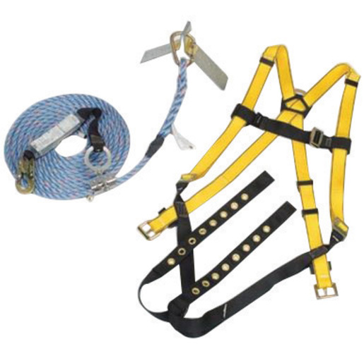 MSA X-Large Roofer's Kit (Includes X-Large Workman® Vest-Style Harness With Qwik-Fit Leg Straps, 50' Rope Lifeline With Trailing Rope Grab, Roof Anchor And Bucket)