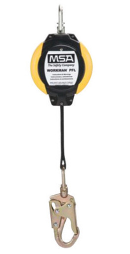 MSA 12' Workman® Web Self-Retracting Personal Fall Limiter With 1" Steel Carabiner PFL Connection And 36C Snap hook Lifeline Connection