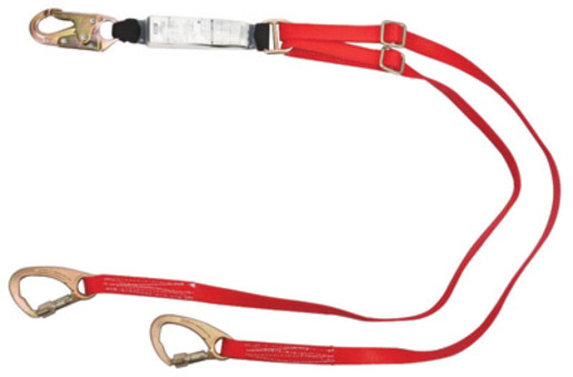 MSA 6' FP5K® Nylon Web Twin Leg Tie-Back Energy-Absorbing Lanyard With 36C Snap Hook In Center, FP5K Connectors On Each Leg, Adjustable Webbing And Sure-Stop® Shock Absorber