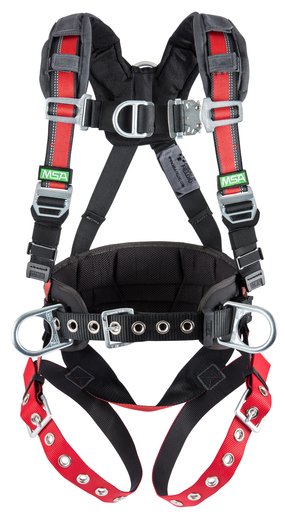 MSA Standard EVOTECH® Construction/Full Body Style Harness With Qwik-Connect Chest Strap Buckle, Tongue Leg Strap Buckle, Back And Hip D-Ring, Shoulder Padding And Integral Backpad