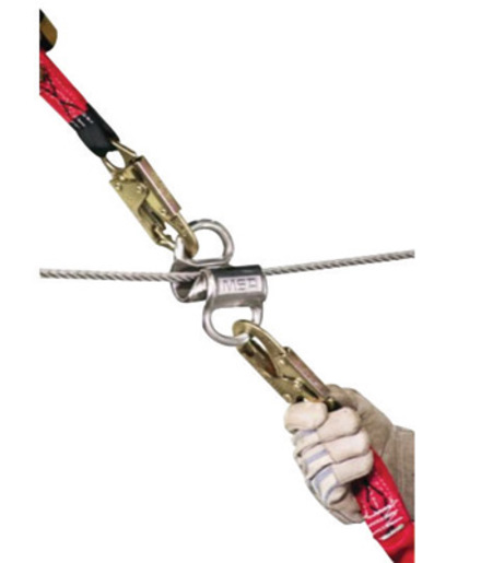 MSA 60' Gravity® Dyna-Line® Two-Worker Temporary Horizontal Poly Rope Lifeline With Anchor Strap, Shock Absorber And Bypass Shuttles