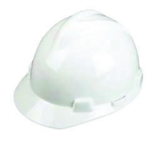 MSA White V-Gard® Polyethylene Standard Slotted Cap Style Hard Hat With Staz On® 4 Point Pinlock Suspension