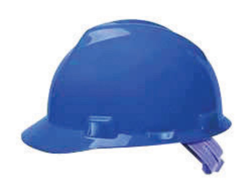 MSA Blue V-Gard® Polyethylene Standard Slotted Cap Style Hard Hat With Staz On® 4 Point Pinlock Suspension