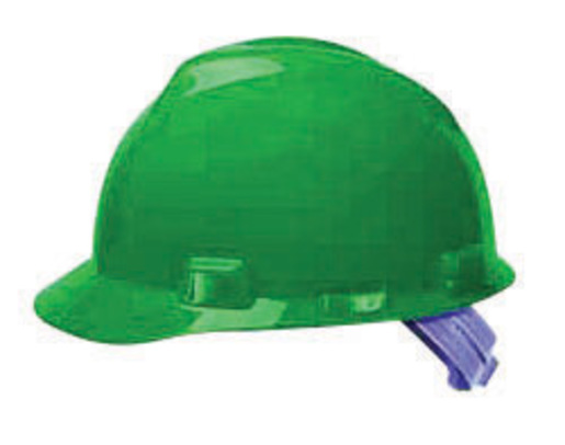 MSA Green V-Gard® Polyethylene Slotted Cap Style Hard Hat With Staz On® 4 Point Pinlock Suspension