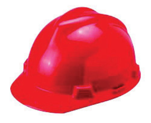MSA Red V-Gard® Polyethylene Slotted Cap Style Hard Hat With Staz On® 4 Point Pinlock Suspension