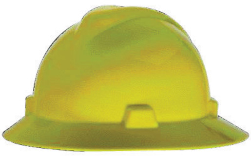 MSA Yellow V-Gard® Polyethylene Slotted Full Brim Hard Hat With Fas Trac® Ratchet Suspension