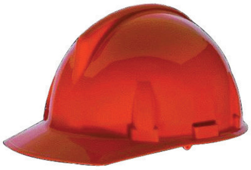 MSA Orange TopGard® Polycarbonate Cap Style Hard Hat With Fas Trac® Ratchet Suspension