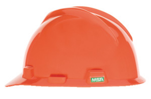 MSA Hi-Viz Orange V-Gard® Polyethylene Slotted Cap Style Bump Cap With Fas Trac® 4 Point Ratchet Suspension