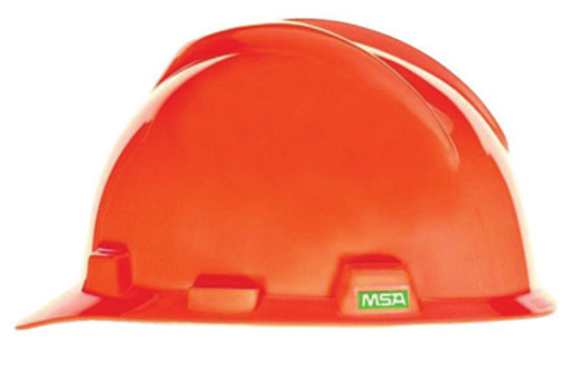 MSA Hi-Viz Orange V-Gard® Polyethylene Slotted Cap Style Bump Cap With Staz On® 4 Point Pinlock Suspension