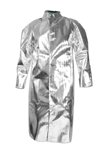 National Safety Apparel® 2X 50" Silver Aluminized Acrysil Heat Resistant Coat With Snap Front Closure