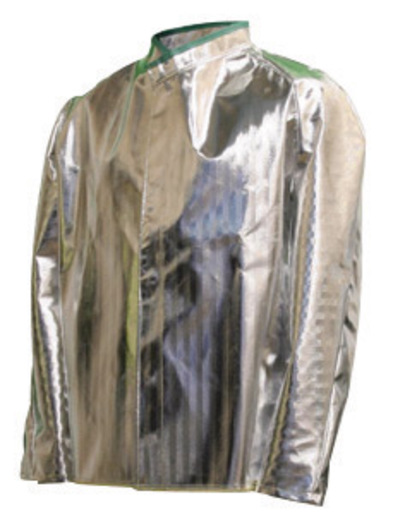 National Safety Apparel® Large 30" Silver Aluminized Acrysil Heat Resistant Coat With Snap Front Closure