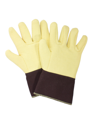 National Safety Apparel Large 12" Yellow And Brown 20 Ounce DuPont™ Kevlar® Heat Resistant Gloves With Duck Cuff, Wool And Cotton Lining And Wing Thumb
