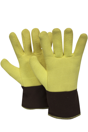 National Safety Apparel Regular 12" Yellow And Brown 20 Ounce DuPont™ Kevlar® Heat Resistant Gloves With Duck Cuff, Wool And Cotton Lining And Wing Thumb