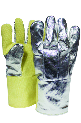 National Safety Apparel Large 14" Yellow And Silver 22 Ounce Thermobest™ Heat Resistant Gloves With Goldenbest™ Cuff, Wool And Cotton Lining, Straight Thumb And Aluminized OPF/Para-Aramid Back