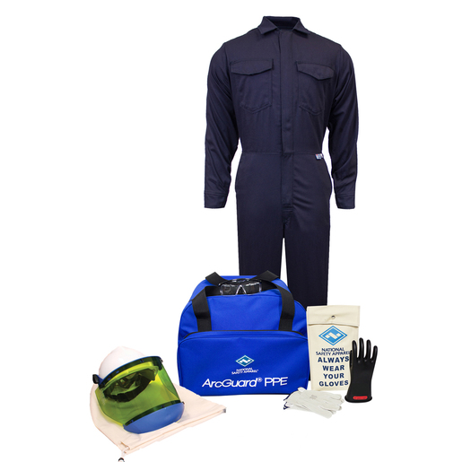 National Safety Apparel® Large Blue UltraSoft® Flame Resistant Arc Flash Kit With Gloves