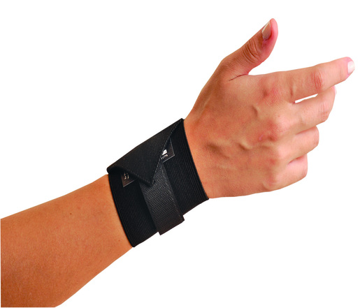 OccuNomix Black Woven Elastic Ambidextrous Wrist Support With Wrap Around Hook And Loop Closure Without Thumb Loop