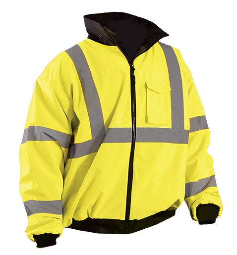 OccuNomix Large Yellow Fleece/Polyester/PU Coating Bomer Jacket