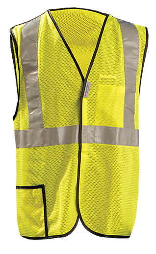 OccuNomix 2X Hi-Viz Yellow OccuLux® Premium Light Weight Polyester Mesh Class 2 5-Point Break-Away Vest With Front Hook And Loop Closure And 3M™ Scotchlite™ 2" Reflective Tape And 2 Pockets