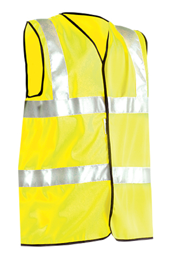 OccuNomix Medium Hi-Viz Yellow OccuLux® Premium Light Weight Solid Cool Polyester Tricot Class 2 Dual Stripe Full Sleeveless Traffic Vest With Front Hook And Loop Closure And 3M™ Scotchlite™ 2" Silver Reflective Tape
