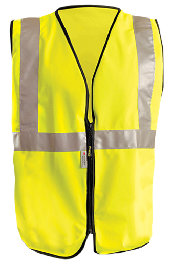 OccuNomix 2X Hi-Viz Yellow OccuLux® Premium Economy Light Weight Solid Polyester Tricot Class 2 Standard Vest With Front Zipper Closure And 3M™ Scotchlite™ 2" Reflective Tape