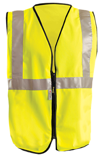 OccuNomix X-Large Hi-Viz Yellow OccuLux® Premium Economy Light Weight Solid Polyester Tricot Class 2 Standard Vest With Front Zipper Closure And 3M™ Scotchlite™ 2" Reflective Tape