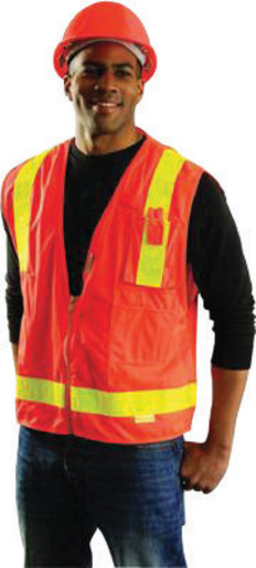 OccuNomix 2X Orange OccuLux® L'Orange Classic™ Premium Light Weight Solid Polyester Tricot Mesh Class 2 Vest With Front Snap Closure And 3M™ Scotchlite™ 2" Reflective Gloss Tape And 12 Pockets