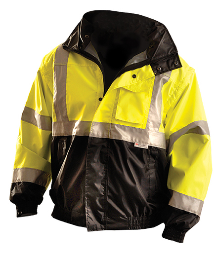 OccuNomix Large Black And Yellow Polyester/Fleece/PU Coating Bomer Jacket