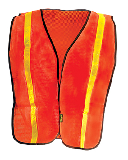 OccuNomix 4X Hi-Viz Orange OccuLux® Value™ Economy Light Weight Polyester Mesh Vest With Front Hook And Loop Closure, 1" Gloss Reflective Tape, Elastic Side Straps And 1 Pocket