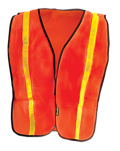 OccuNomix X-Large Hi-Viz Orange OccuLux® Value™ Economy Light Weight Polyester Mesh Vest With Front Hook And Loop Closure, 1" Gloss Reflective Tape, Elastic Side Straps And 1 Pocket