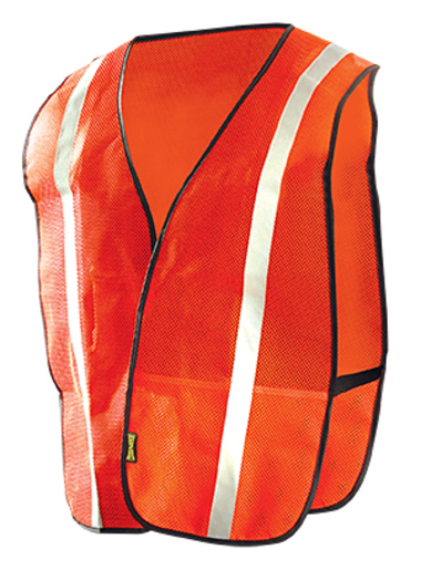 OccuNomix X-Large Hi-Viz Orange OccuLux® Value™ Economy Light Weight Polyester Mesh Vest With Front Hook And Loop Closure, 1" Silver Glass Bead Tape, Elastic Side Straps And 1 Pocket