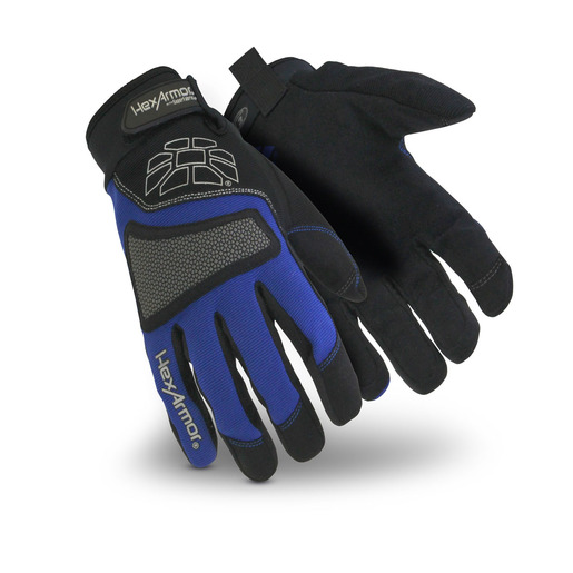 HexArmor® Size 7 Black And Blue Mechanics+ Clute Cut SuperFabric® And Synthetic Leather Reusable Cut Resistant Gloves With Elastic Cuff, High-Performance Polyethylene Kevlar® Lined And Hook And Loop Closure
