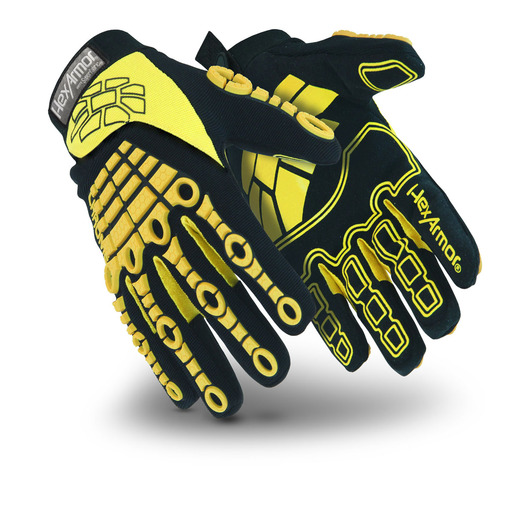 HexArmor® Size 10 Black And Yellow Chrome Series® Clute Cut SuperFabric® And Leather Reusable 360° Cut Resistant Gloves With Elastic Cuff, SuperFabric® Lined And PVC Printed Synthetic Leather Palm