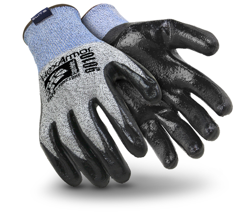 HexArmor® Small Gray, Blue And Black 9000 Series™ Polyethylene And Fiberglass Cut Resistant Gloves With Knit Wrist And Black Nitrile Coating On Palm And Fingers