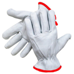 Radnor® Small Grain Goatskin Unlined Drivers Gloves With Straight Thumb, Slip-On Cuff, Red Hem And Shirred Elastic Back