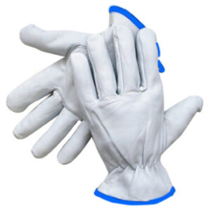 Radnor® X-Large Grain Goatskin Unlined Drivers Gloves With Straight Thumb, Slip-On Cuff, Blue Hem And Shirred Elastic Back