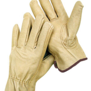 Radnor® Large Grain Pigskin Unlined Drivers Gloves With Keystone Thumb, Slip-On Cuff, Brown Hem And Shirred Elastic Back