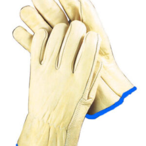 Radnor® X-Large Grain Cowhide Unlined Drivers Gloves With Straight Thumb, Slip-On Cuff, Blue Hem And Shirred Elastic Back