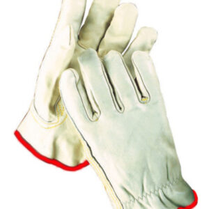 Radnor® Small Grain Cowhide Unlined Drivers Gloves With Keystone Thumb, Slip-On Cuff, Red Hem And Shirred Elastic Back