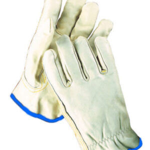 Radnor® X-Large Grain Cowhide Unlined Drivers Gloves With Keystone Thumb, Slip-On Cuff, Blue Hem And Shirred Elastic Back