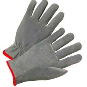 Radnor® Small Split Cowhide Unlined Drivers Gloves With Straight Thumb, Slip-On Cuff, Red Hem And Shirred Elastic Back
