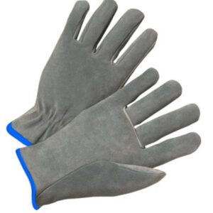 Radnor® X-Large Split Cowhide Unlined Drivers Gloves With Straight Thumb, Slip-On Cuff, Blue Hem And Shirred Elastic Back