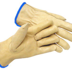 Radnor® X-Large Premium Grain Pigskin Unlined Drivers Gloves With Keystone Thumb, Slip-On Cuff, Blue Hem And Shirred Elastic Back